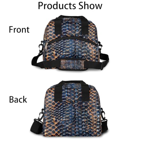 Snake Skin Blue Insulated Lunch Bag for Women Girl Reusable Lunch Tote Box With Shoulder Strap Lightweight Thermal Cooler Meal Prep Bag for Work School Office Picnic (print 10)