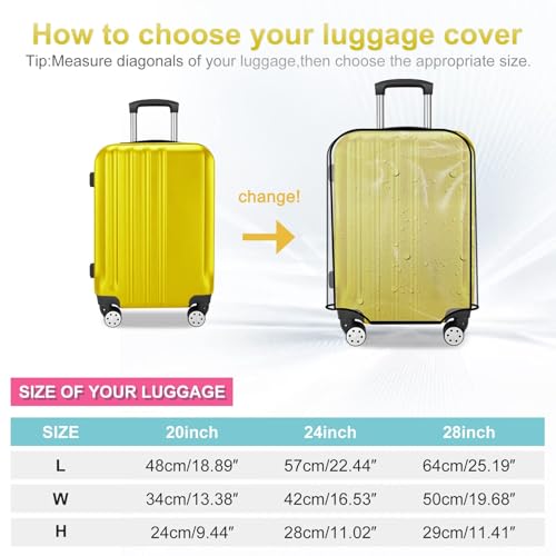 Luggage Cover 24 Inch Clear Suitcase Cover 0.4mm Thick PVC Transparent