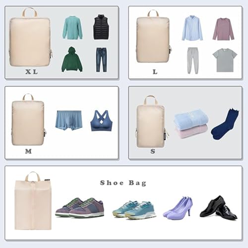6 Set Ultralight Compression Packing Cubes Packing Organizer for Travel Accessories Luggage Suitcase Backpack