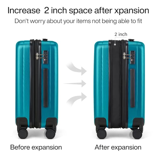 24 Inch Expandable Medium Checked Luggage with 8 Spinner Wheels