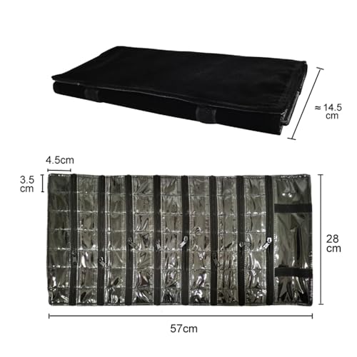 Travel Jewelry Roll Bag Portable Organizer Pouch With Grids&PVC Cover Storage Bags for Necklace