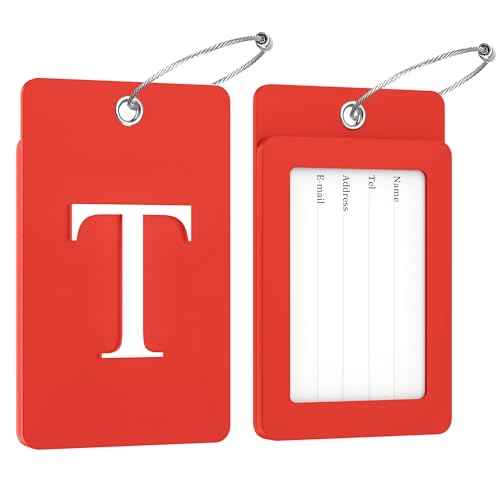 2 Pack Initial Luggage Tags for Suitcases Airplane Travel Essentials (2 Count)