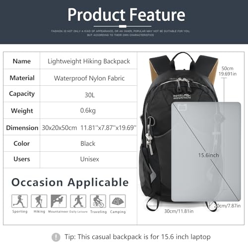 30L Hiking Backpack With Rain