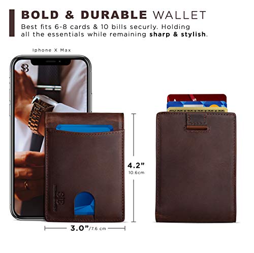 RFID Blocking Slim Bifold Genuine Leather Thin Minimalist Front Pocket Wallets for Men Billfold Wallet Men Gift