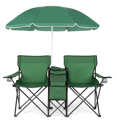 Double Camping Chair with Umbrella