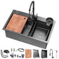26.8x17.7x9 Inch 16 Gauge Black T304 Kitchen Sink Workstation