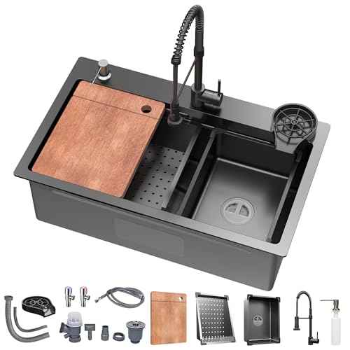 26.8x17.7x9 Inch 16 Gauge Black T304 Kitchen Sink Workstation