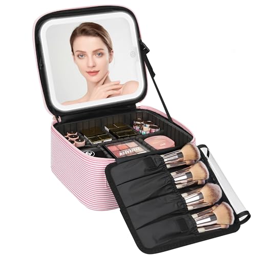 Travel Makeup Bag With LED Mirror