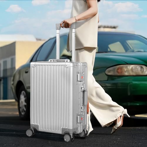 24Inch All Aluminum Check In Luggage Heavy Duty Hard Shell Suitcases with Spinner Wheels