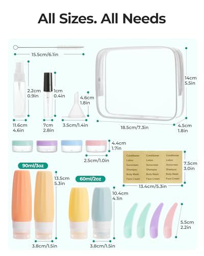 18 Pack TSA Approved Travel Bottles for Toiletries (3.9 Count)