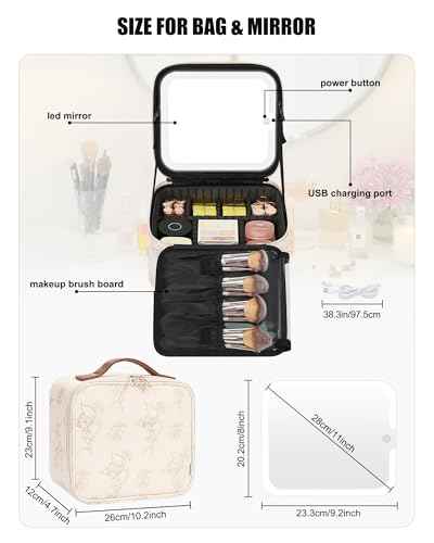 Travel Makeup Bag with LED Mirror
