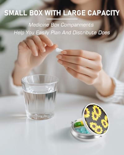 Pill Box 3 Compartment Portable Travel Medicine Box with Mirror