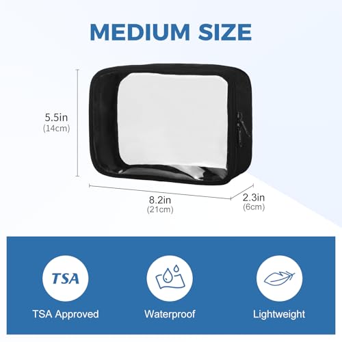TSA Approved Toiletry Bag Clear Quart Size Travel Bags Makeup Bag (2 Count)