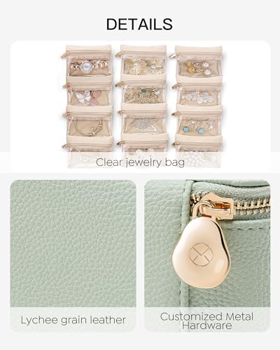 Jewelry Travel Organizer with Clear 12 Velvet Bags