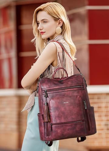 Vegan Leather Laptop Backpack for Women 15.6 inch Work Backpack Fashion Travel Backpack Purse for Business College