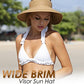 Womens Sun Hat with Ponytail Hole Wide Brim Beach Straw Visor