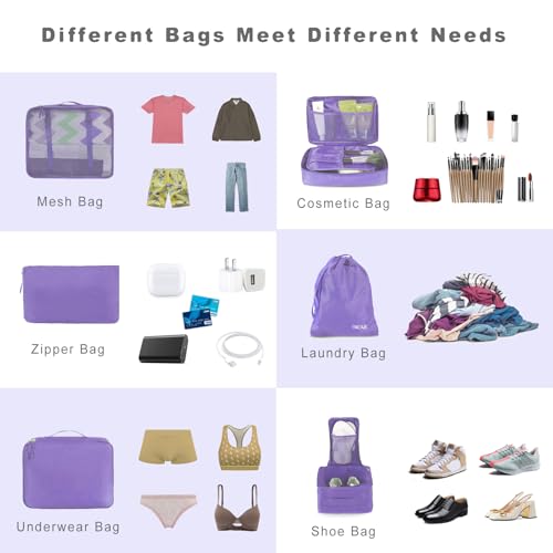 8 Set Packing Cubes Luggage Packing Organizers for Travel Accessories
