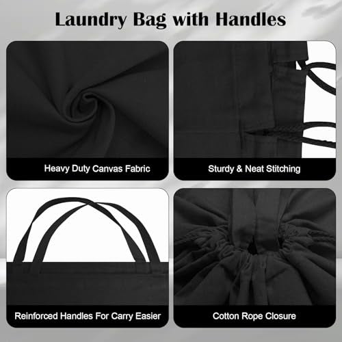 Canvas Laundry Bags with Handles & Rectangular Base
