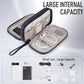 PU Leather Cable Organizer Double Layer Travel Pouch
