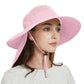 Fishing Hat Breathable Wide Brim Sun Hats with Neck Flap Bucket Hat Outdoor Safari Hat for Men Women UPF 50+ Sun Protection Pink