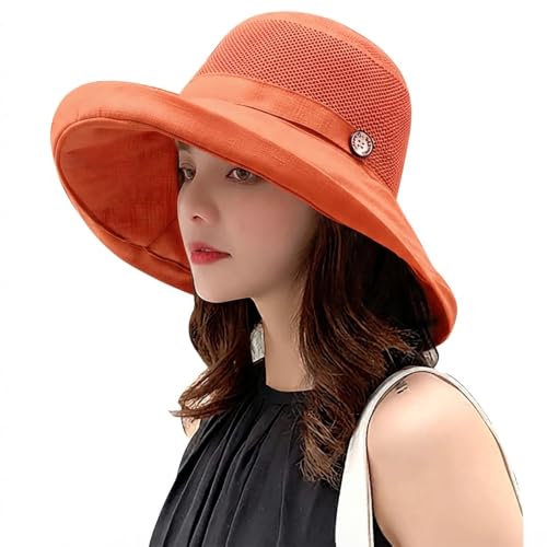 Women Summer Mesh Crown Sun Hats UV Protection UPF Wide Brim Hat for Beach Hiking Garden Travel Lawn Work Chin Strap