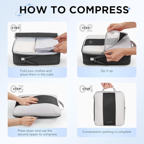 10 Set Compression Packing Cubes for Travel Essentials (10 Count)