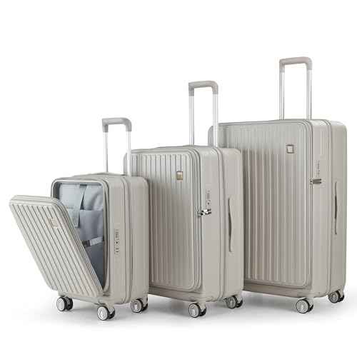 4 Piece Expandable Hardshell Pink Luggage Sets with Spinner Wheels