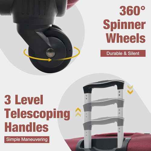 Softside Luggage Set Softshell Lightweight 3 Piece Spinner Suitcase (3 Count)