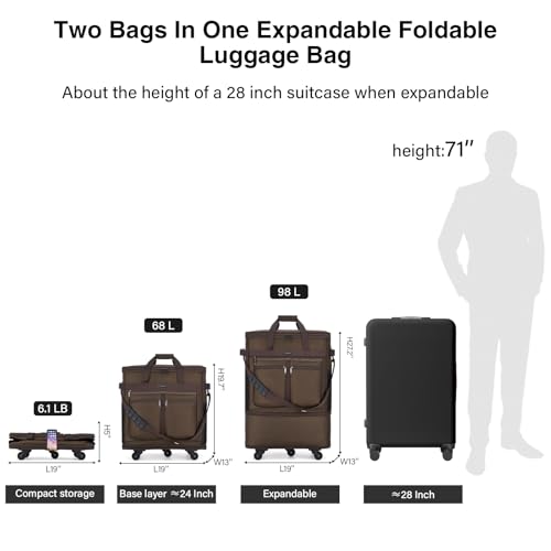 Expandable Luggage Bags for Travel Collapsible Suitcase with Wheels