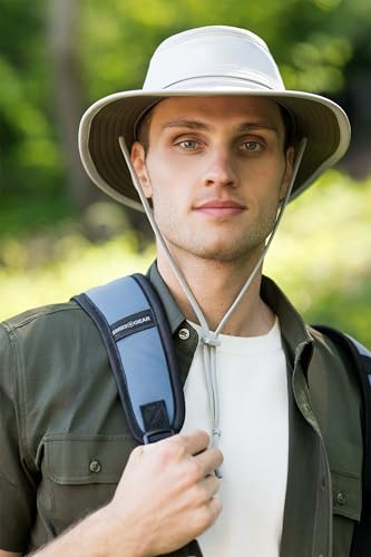 Cimarron Safari Sun Hat with Wide Brim for Outdoor Fishing Hiking Beige
