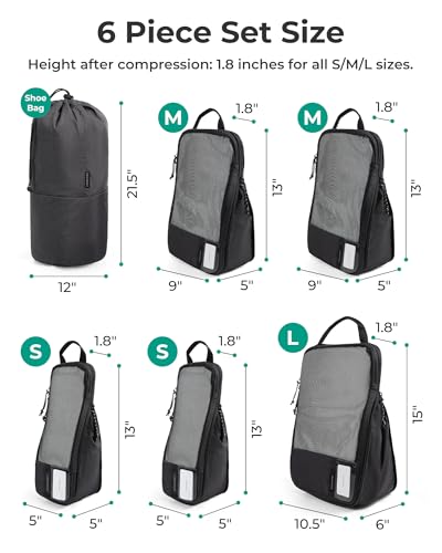 6 Set Compression Packing Cubes for Travel Essentials