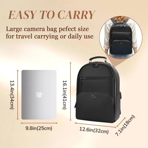 Camera Backpack Classic PU Leather for DSLR