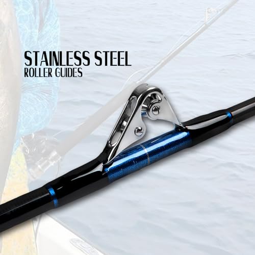 Saltwater Offshore Heavy Trolling Fishing Rod Big Game Conventional Boat Fishing Roller Rod Pole with All Roller Guides
