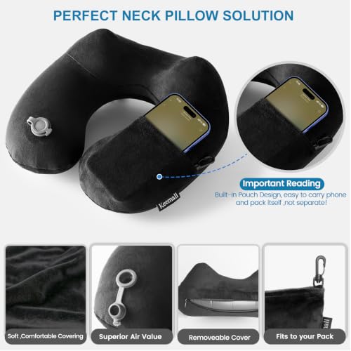 Portable Inflatable Travel Neck Pillow for Airplane