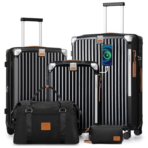 5 Piece Luggage Set with Cup Holder