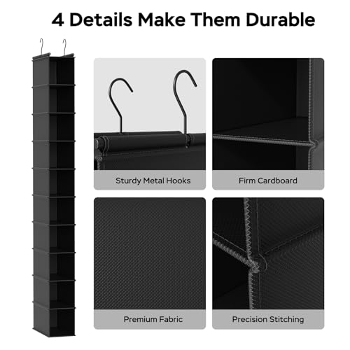 2 Pack 10 Tier Foldable Hanging Shoe Organizer Black