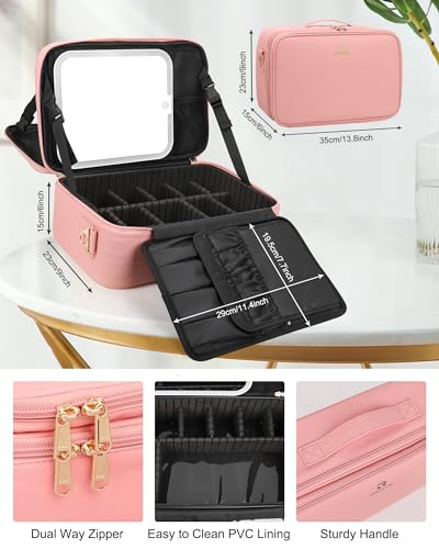Professional Makeup Case with LED Mirror