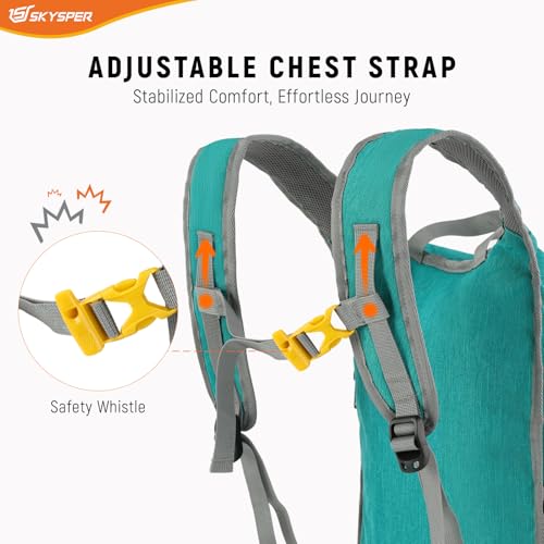 15L Foldable Hiking Backpack Lightweight Packable Travel Daypack with Chest Strap Small Outdoor Folding Back Pack Collapsible Bag for Women Men