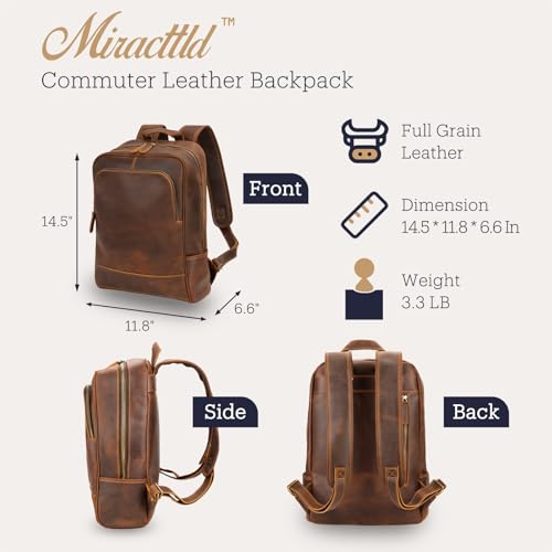 Leather Backpack for Men 15.6" Laptop Backpack 100% Madagascar top