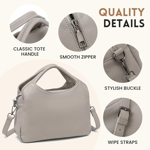 Genuine Leather Purses for Women with Detachable Satchel Strap
