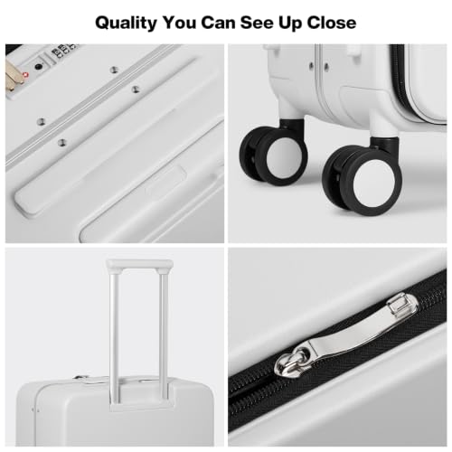 20 Inch Carry On Luggage 22x14x9 Airline Approved PC Hard Shell Suitcase Top Opening Aluminum Frame Travel Suitcases with Wheels