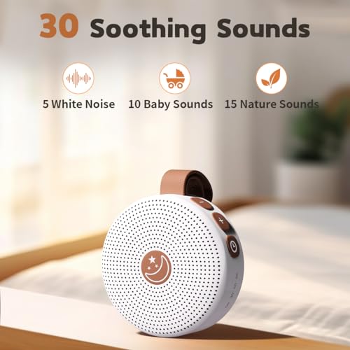 Sound Machine Mini Portable Baby White Noise Machine with 30 Soothing Sounds for Kids Adults Auto