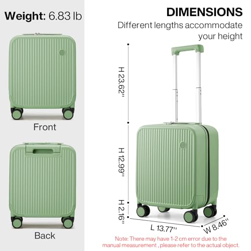 Underseat Carry on Luggage 16 Inch Hardshell PC Suitcase with Spinner Wheels TSA Lock for Travel
