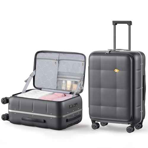24 Inch Checked Luggage Hardside Suitcase Top Opening