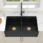 33" Black Ceramic Porcelain Farmhouse Sink