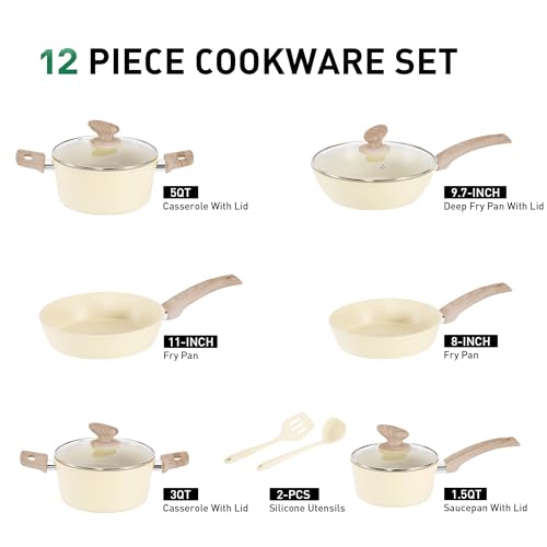 12 Piece Kitchen Cookware Sets