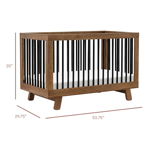 Hudson 3-in-1 Convertible Baby Crib, Natural Walnut/Black