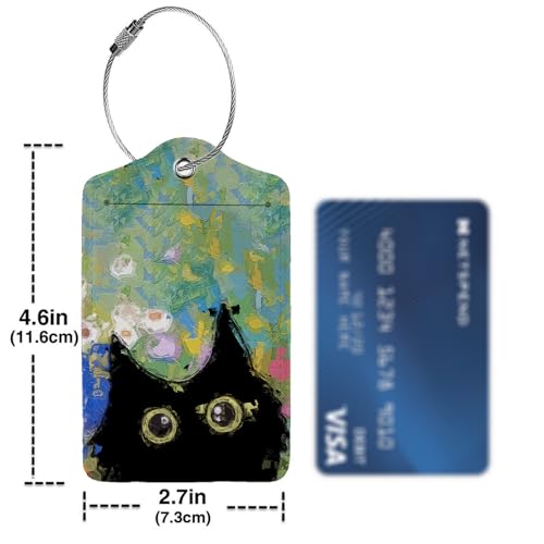 Oil Painting Black Cat 2 Pcs Luggage Tags (2 Count)