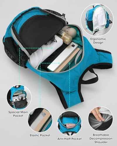Foldable Small Hiking Backpack with 3 Strap Pockets