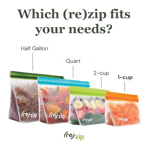 re) zip Reusable Stand-Up Snack Bags, Leakproof, 8 oz, 5-Pack, Multicolor